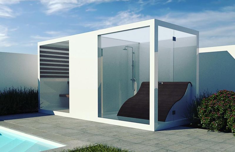 White Aluminium Outdoor Relaxation Room and Shower